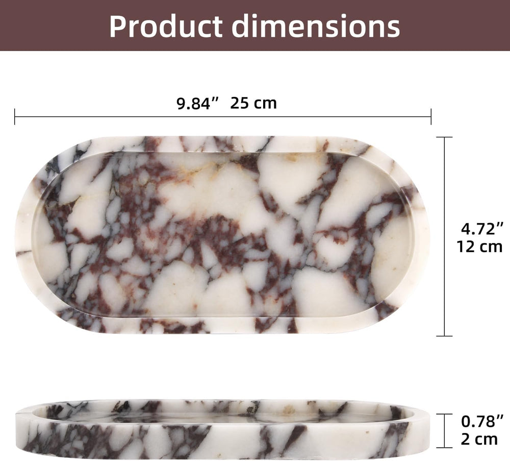 Natural Marble Tray Oval, Calacatta Viola, 10 x 5 x 0.6