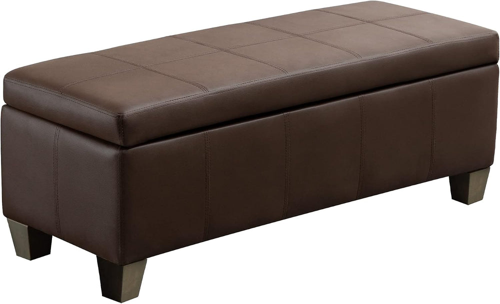 Brown Faux Leather Ottoman