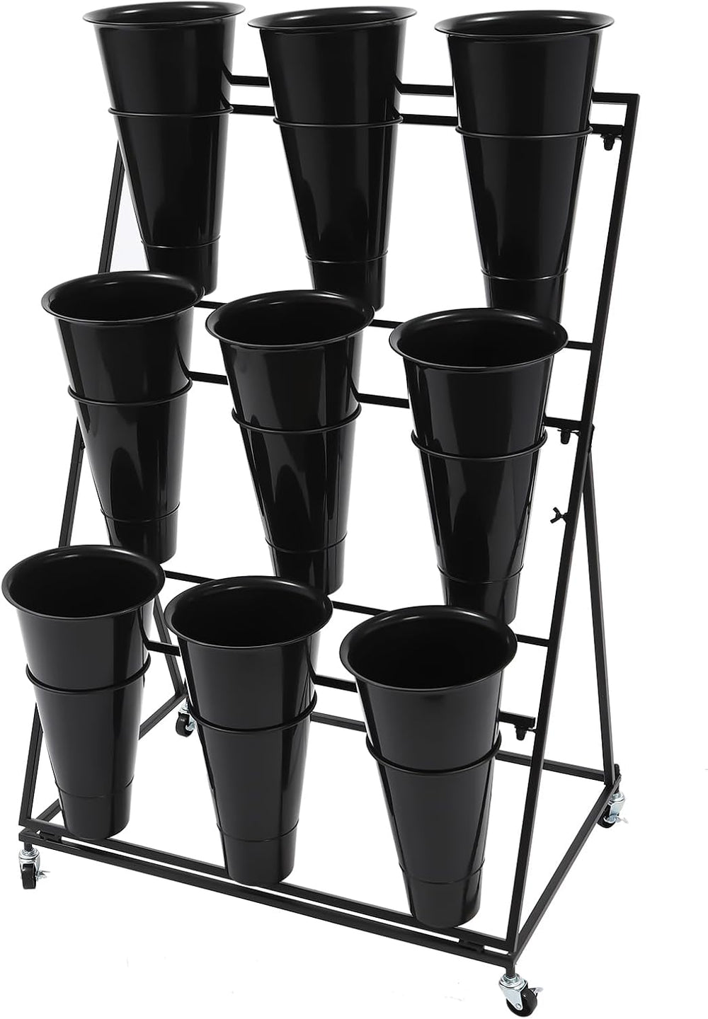 Flower Display Stand With Buckets, Flower Stand Heavy Duty Moving Flower Rack...
