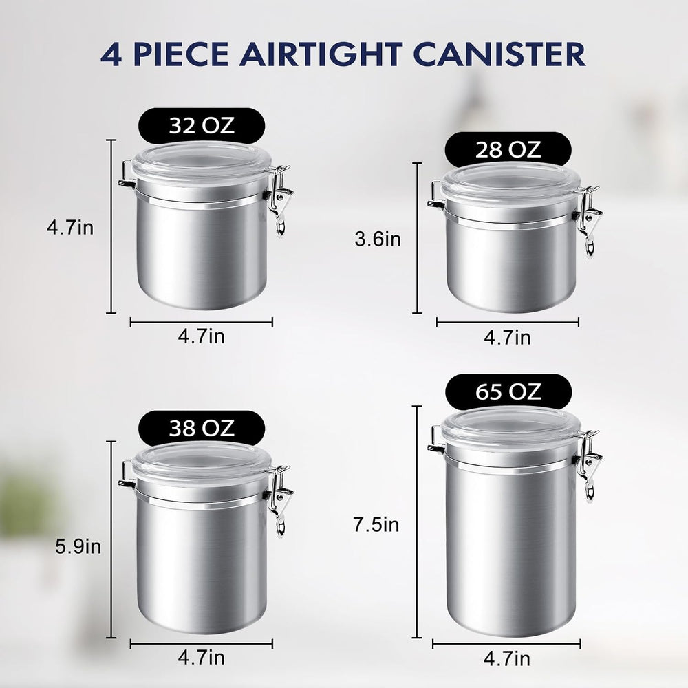 ENLOY 4-Piece Stainless Steel Airtight Food Storage Canister Set with Lid