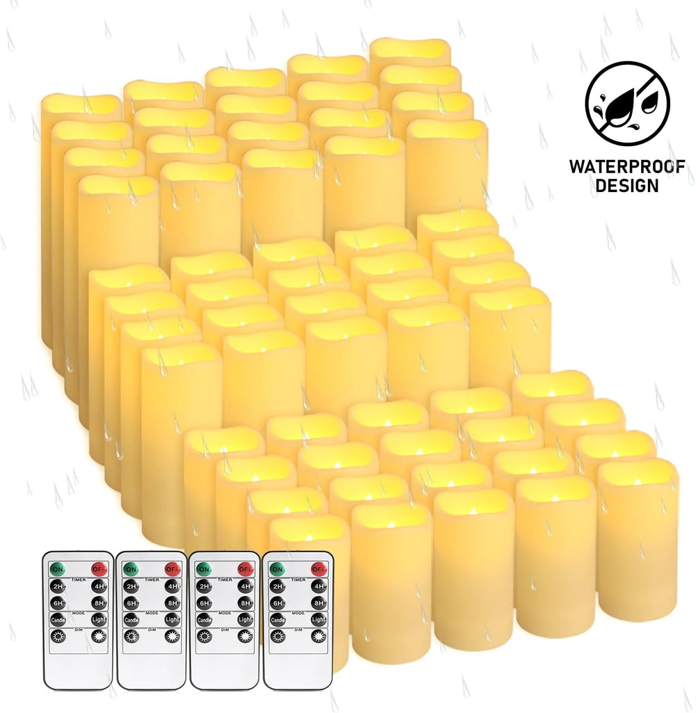LED Candles 48Pack,Flickering Flameless Design,Operated by Remote with Timer ...