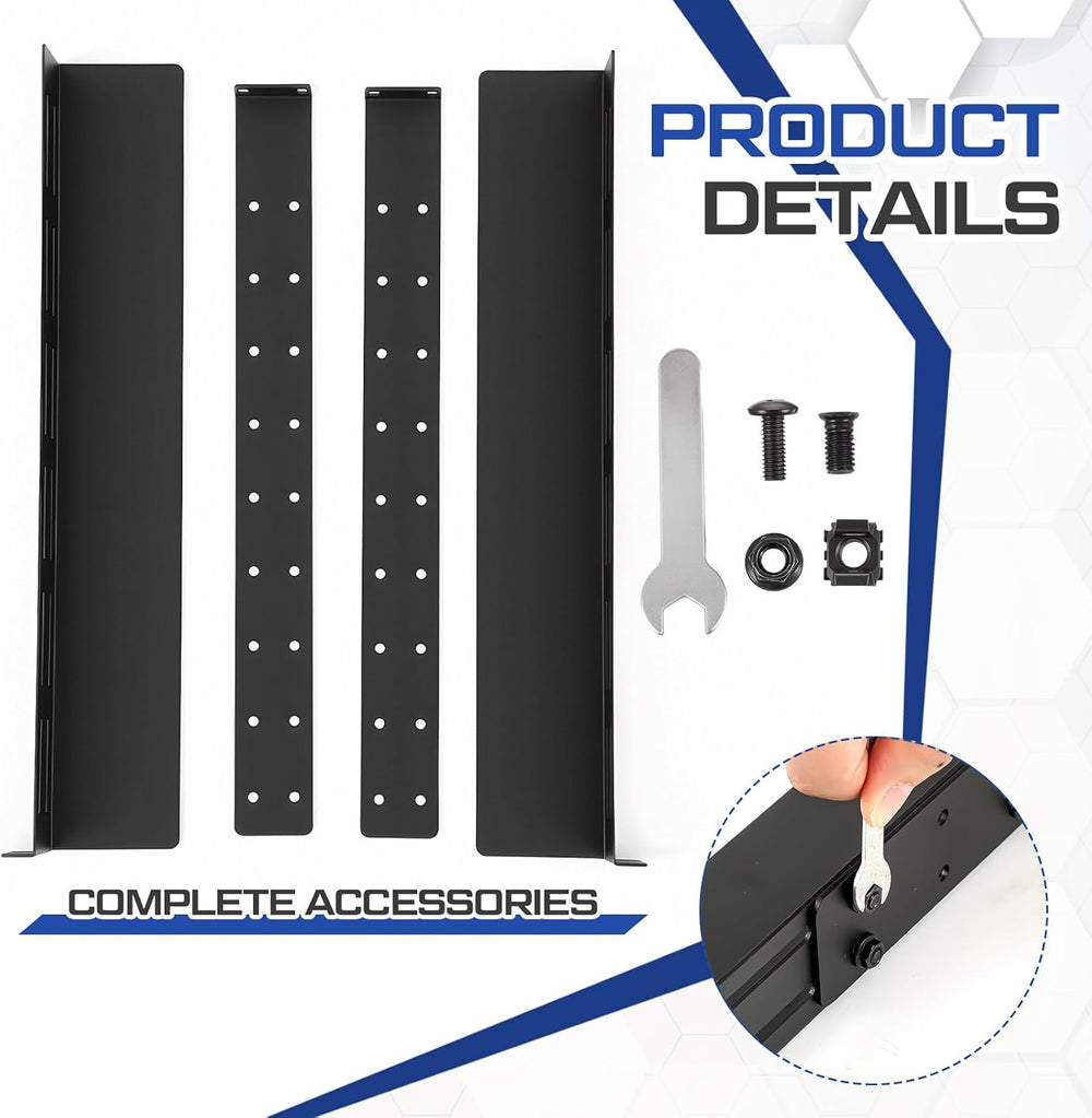 1 Set 1U Rack Mount Rails Universal 4 Post Server Rack Rail Shelf 16-29 Inch ...