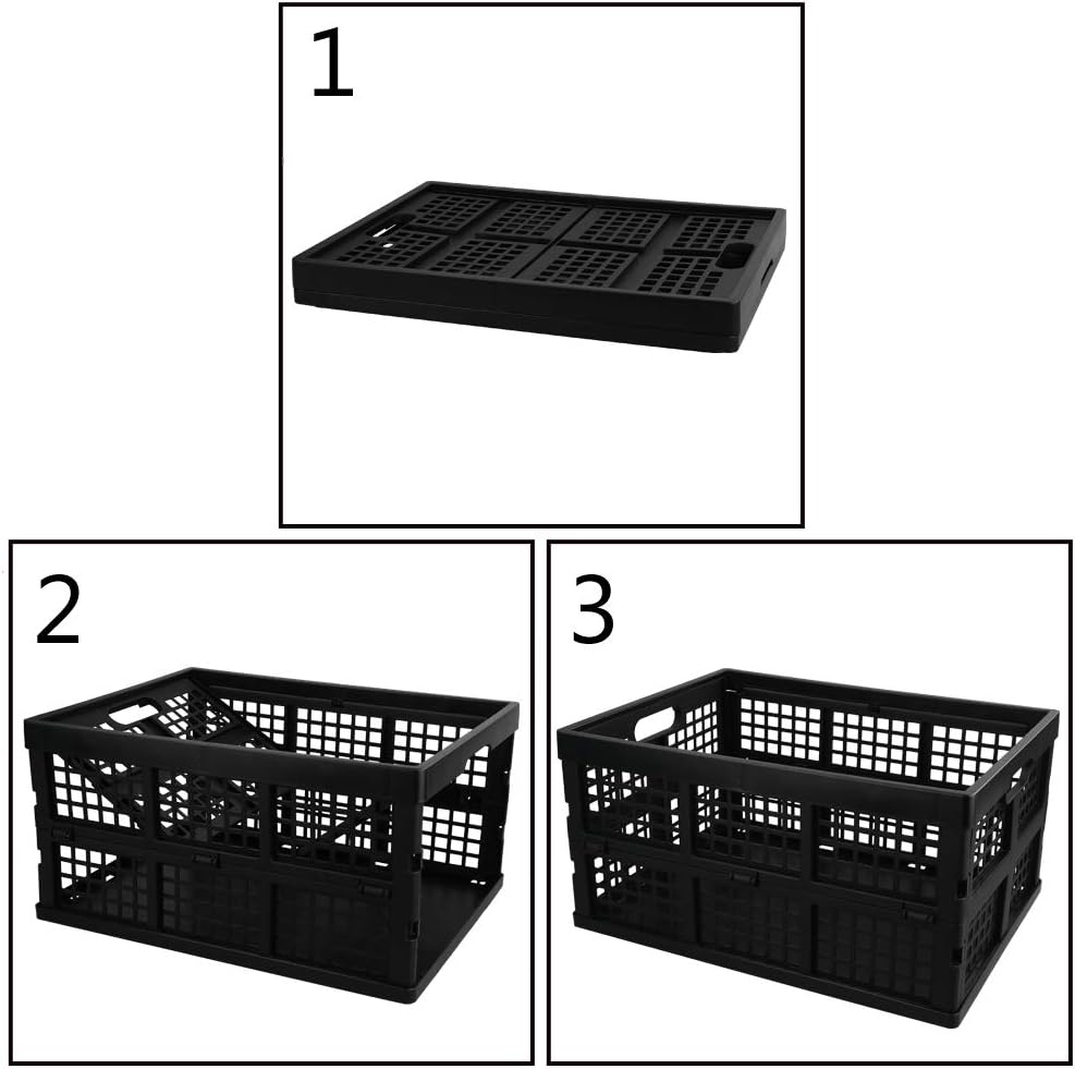 Collapsible Storage Crates, 3-Pack Folding Baskets, 30 L, Black