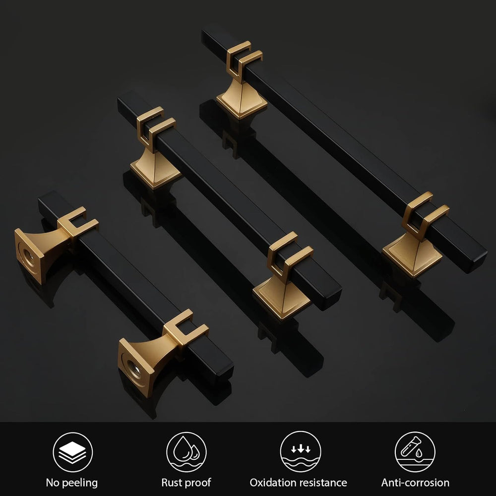 10 Pack 5 Inch Black and Gold Cabinet Pulls Kitchen Cabinet Handle