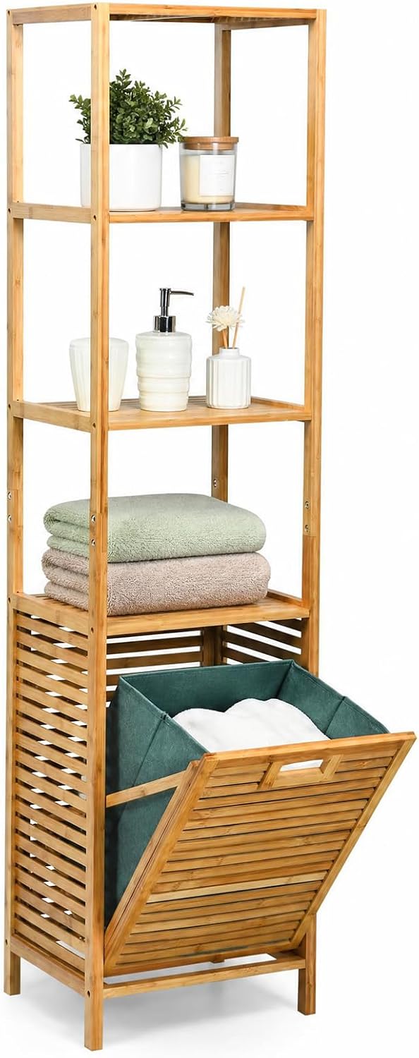 Giantex 63'' Tilt Out Laundry Hamper with Foldable & Removable Ba...