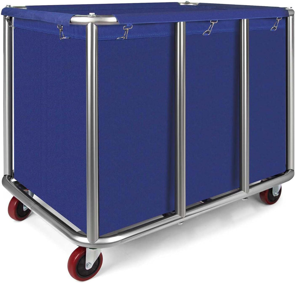 Commercial Laundry Cart with Wheels, 470L Industrial Rolling Laundry Basket, ...
