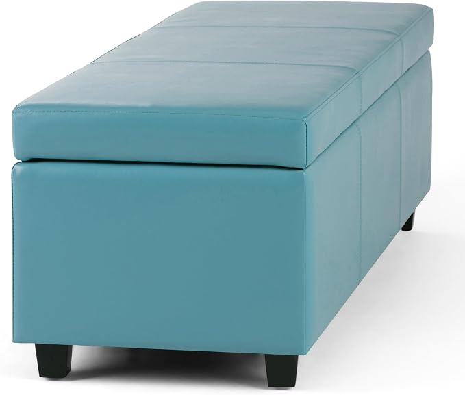 SIMPLIHOME Avalon 48 inch Wide Contemporary Rectangle Storage Ottoman Bench in