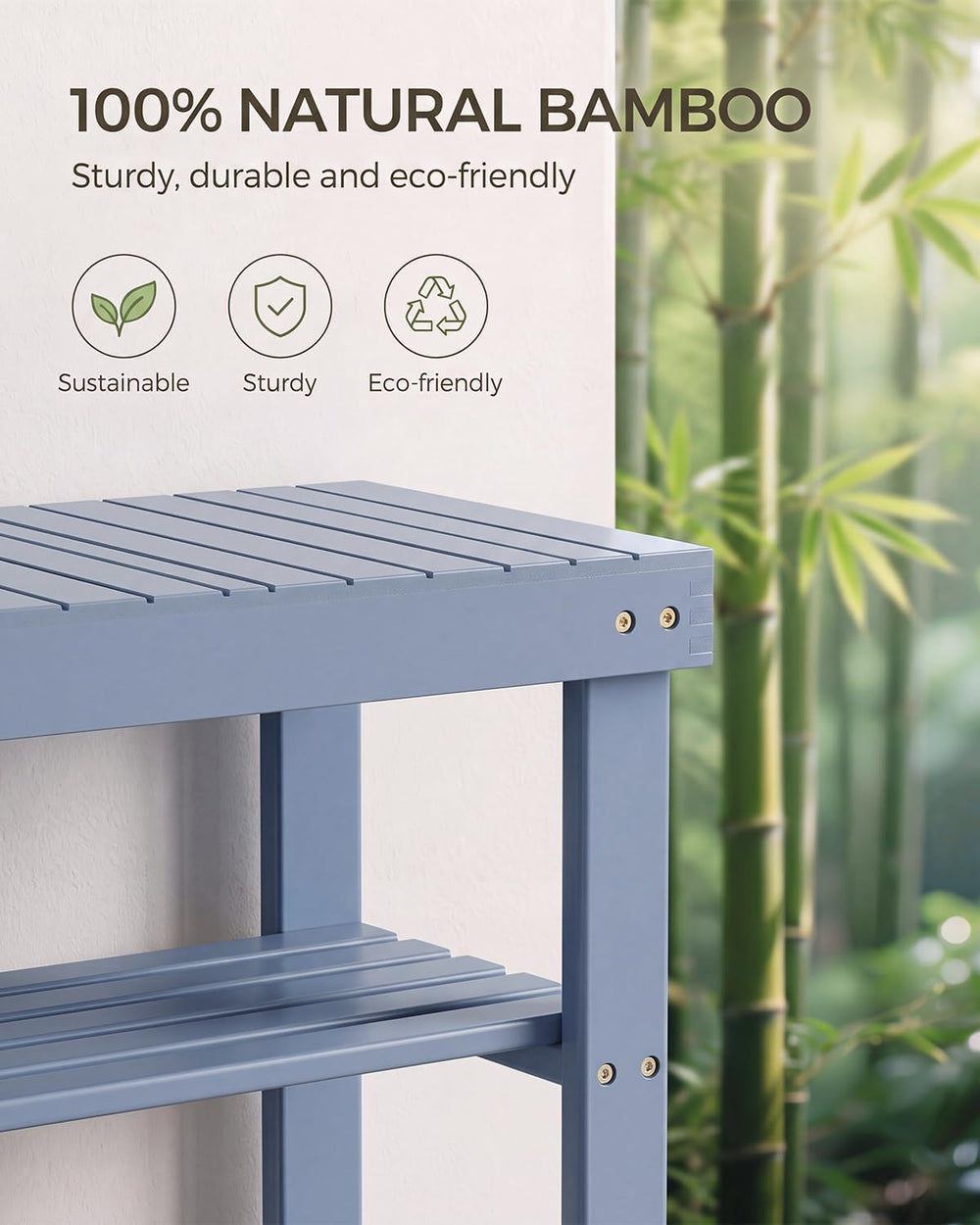 SMIBUY Bamboo Shoe Rack Bench, 3-Tier Shoe Organizer Storage Shelf for Entryw...