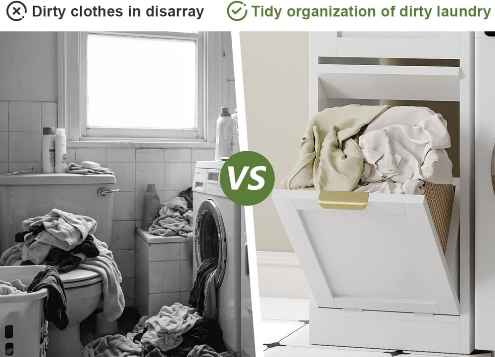 Over the Toilet Storage Cabinet with Hidden Odor-Proof Trash Can&Toilet P...