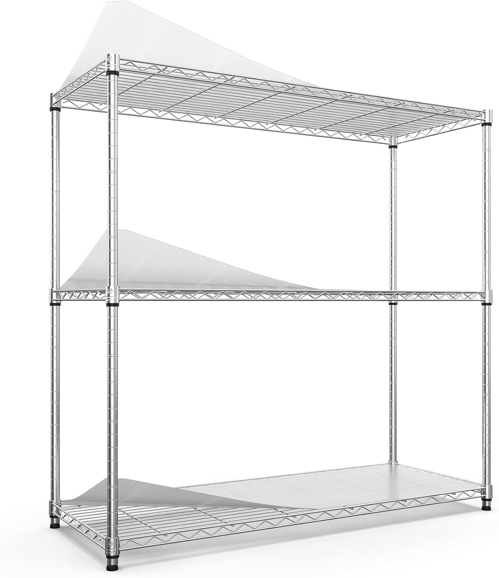 3 Tier NSF Metal Shelf Wire Shelving Unit, 1050lbs Capacity Heavy Duty Adjust...