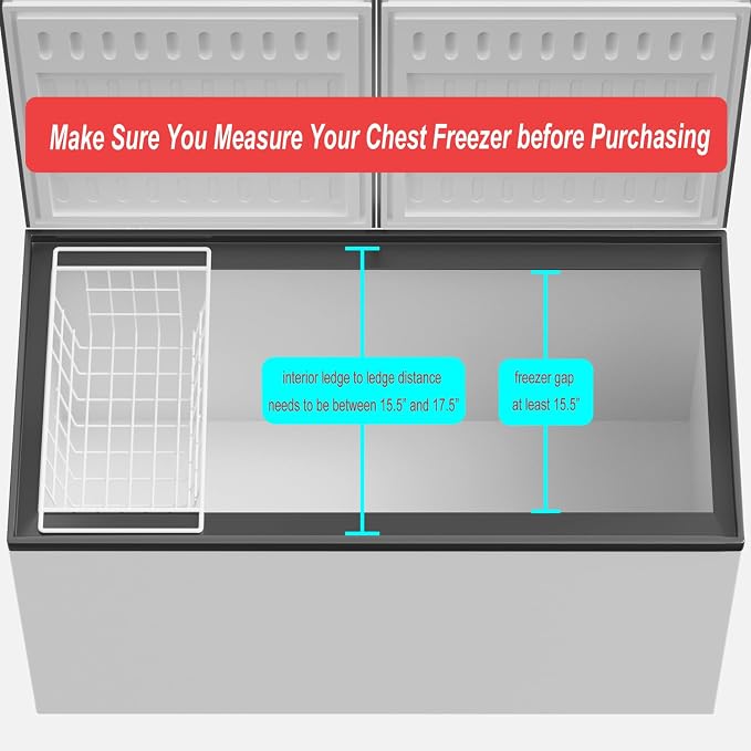 SANNO 17.5in Chest Freezer Basket, Freezer Organizer Bins, Sturdy Metal Wire