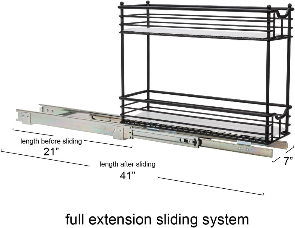 Household Essentials Matte Black Steel Two-Tier Pull-Out Organizer