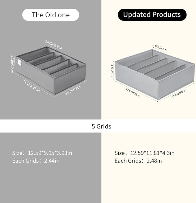 4 Packs Wardrobe Clothes Organizer, 5 Grids Washable Portable Closet Organizer