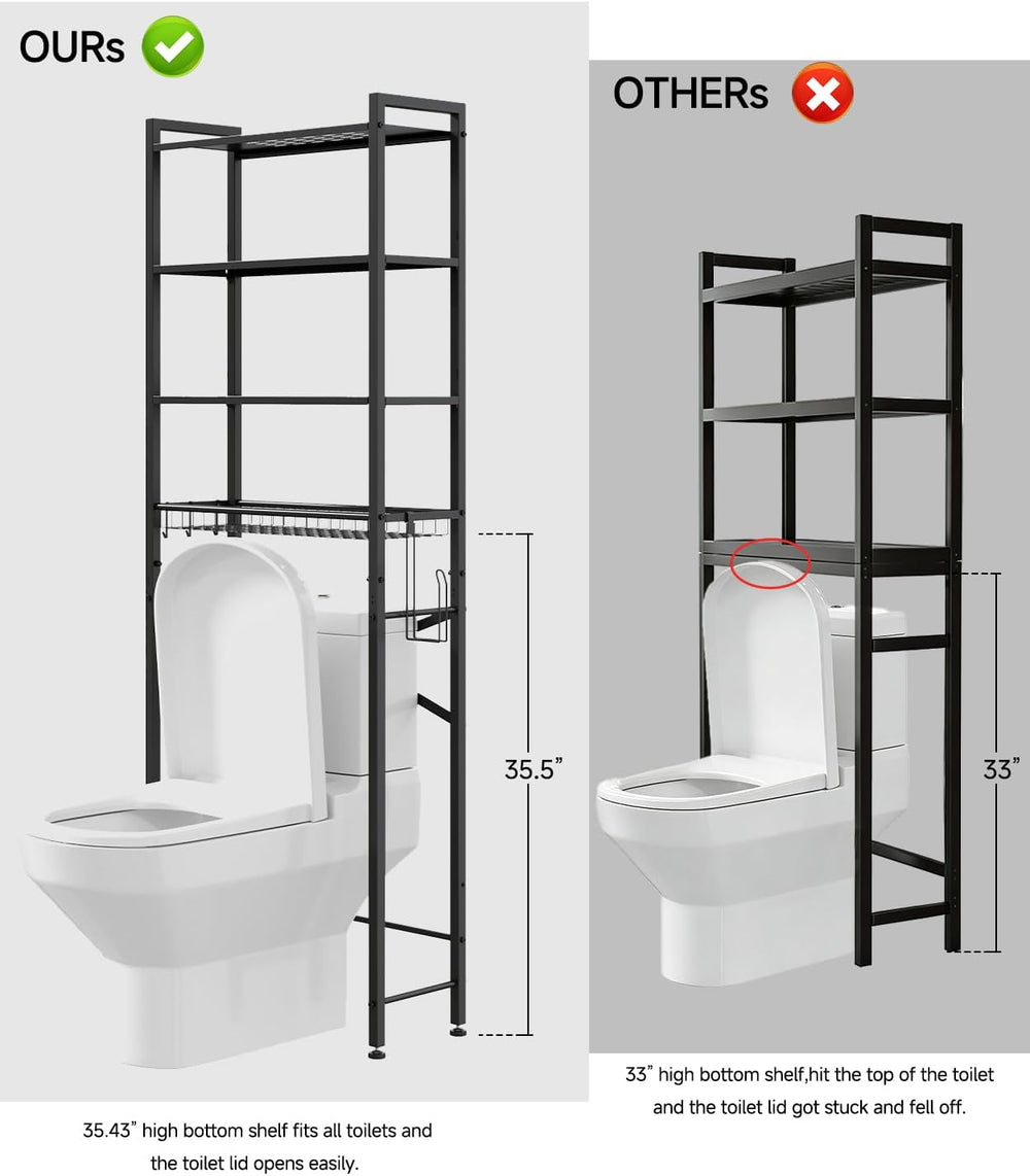 Over the Toilet Storage Rack,4-Tier Adjustable Bathroom Organizer Over Toilet...