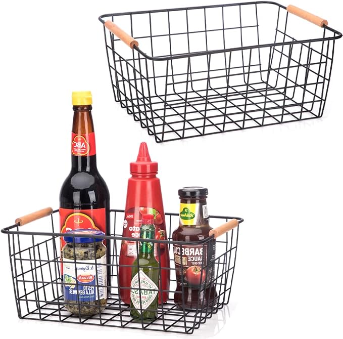 Metal Wire Food Storage Basket Organizer (4 Packs)