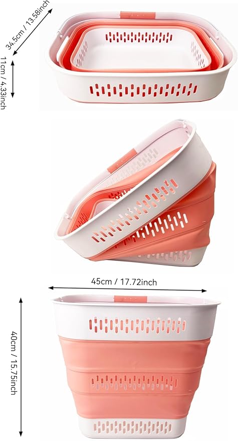 SAMMART 40L Collapsible Plastic Laundry Basket