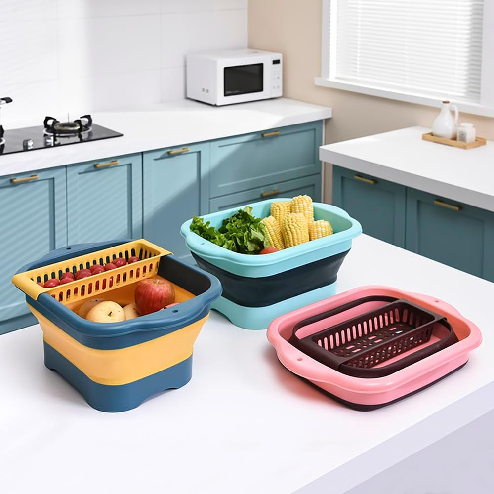 2.98 Gallon (11.28L) Collapsible Dish Basin with Drain Plug, Outdoor Multiuse...