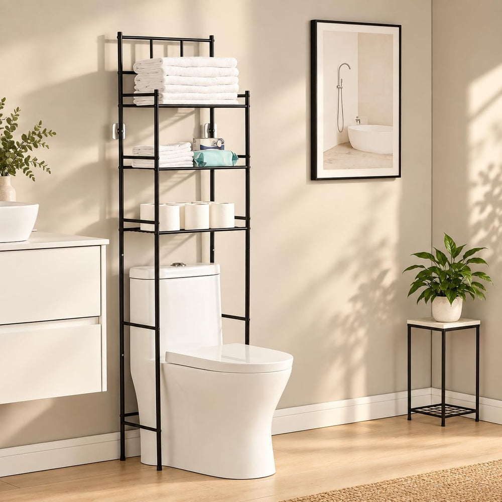 3-Tier Over The Toilet Storage Rack, Black