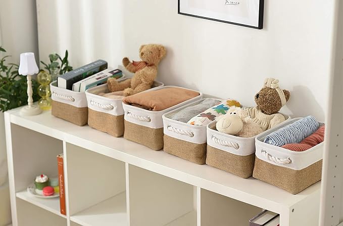 Small Baskets for Organizing, Collapsible Storage Baskets for Shelves, Storag...