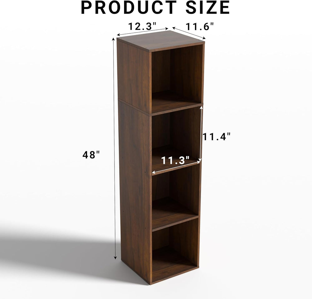 4Cube Storage Organizer, 4 Tier Cube Low Bookcase Freestanding Storage Displa...