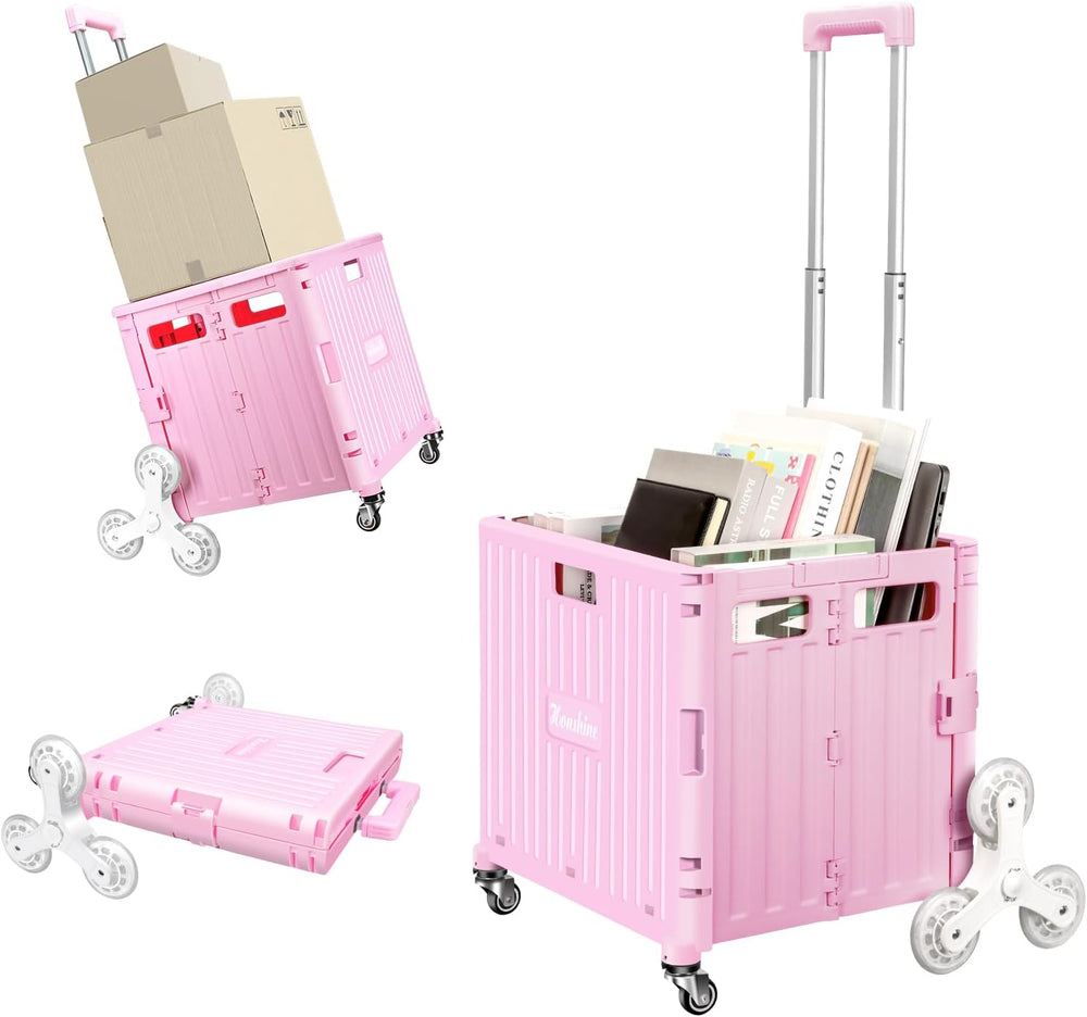 Nedcart Rolling Crate with Stair Climbing Wheels, Foldable Utility Cart with ...