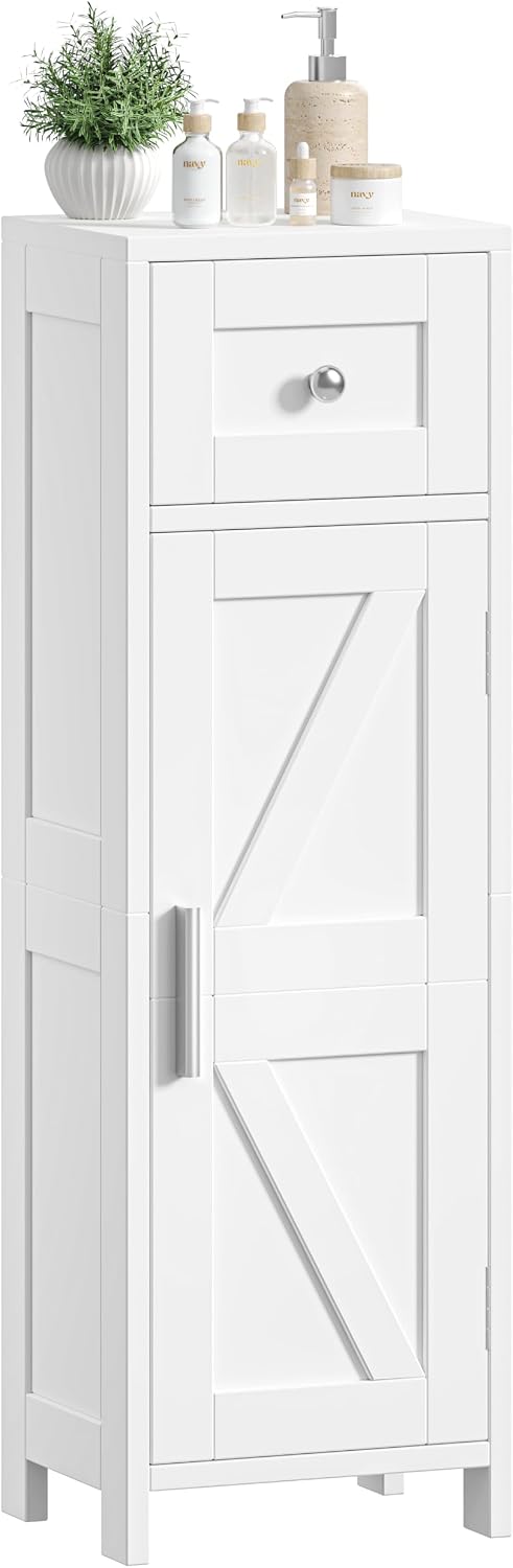 9.8"W Bathroom Storage Cabinet with Drawer & Door, Narrow Floor Cabinet