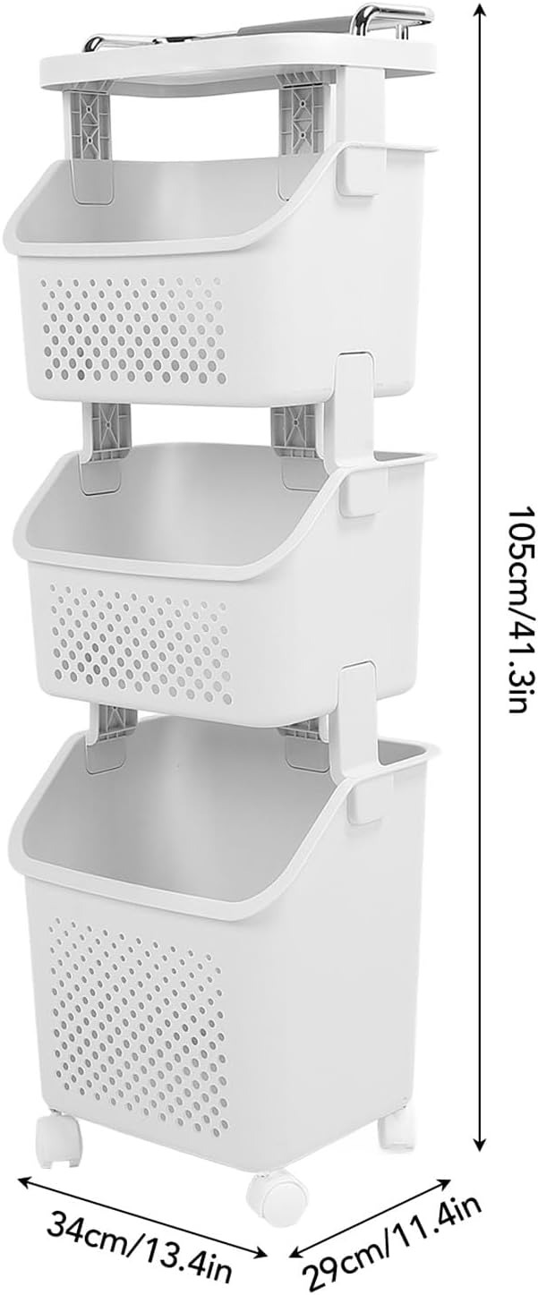 3 Tier Laundry Basket Organizer with Wheels, Tiered Laundry Basket Organizer,...