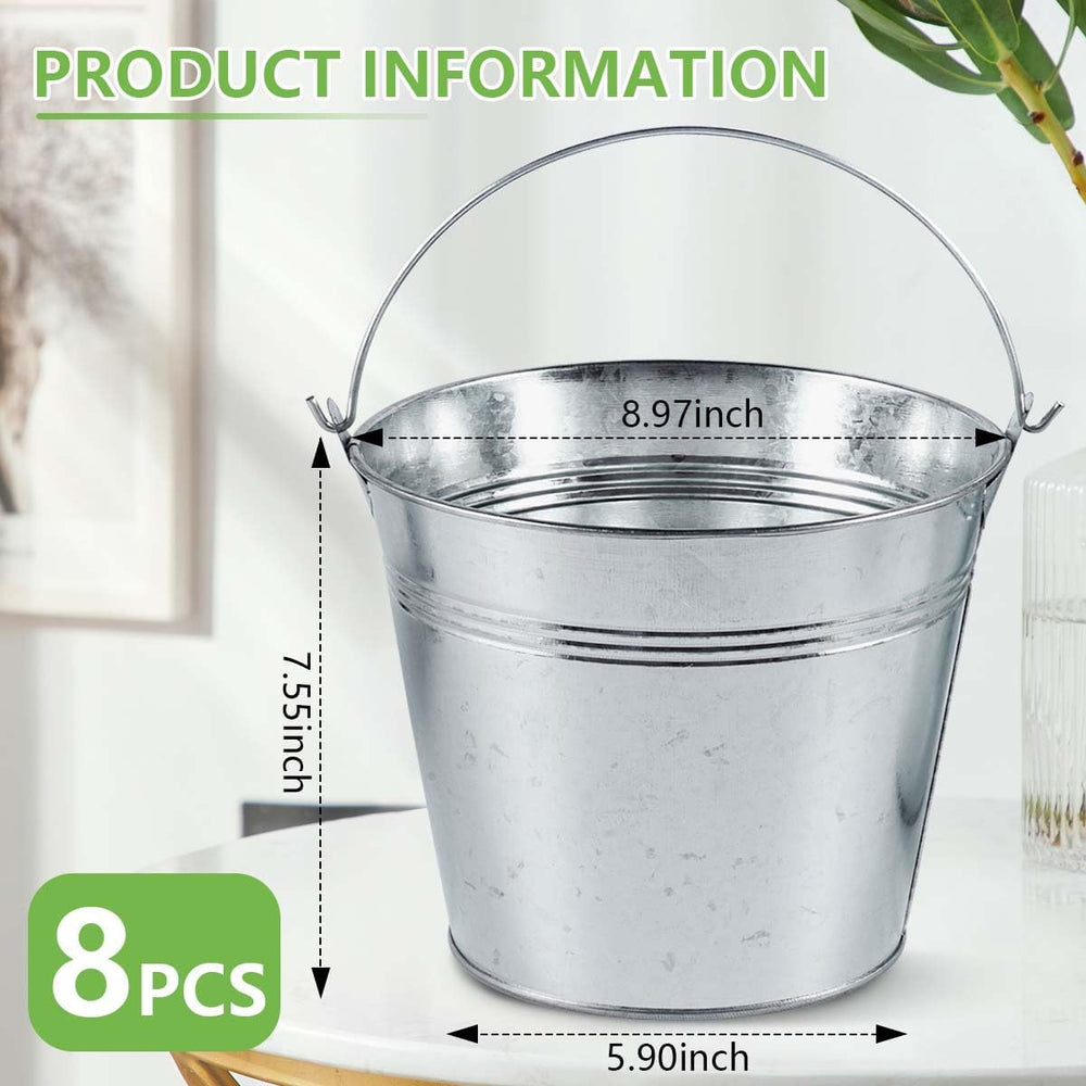 OBTANIM 8 Pack Galvanized Metal Buckets with Handle Ice Pails for Plants, Suc...