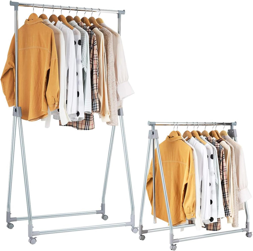 Tangkula Extendable Garment Rack, Heavy Duty Foldable Clothes Rack with Adjus...