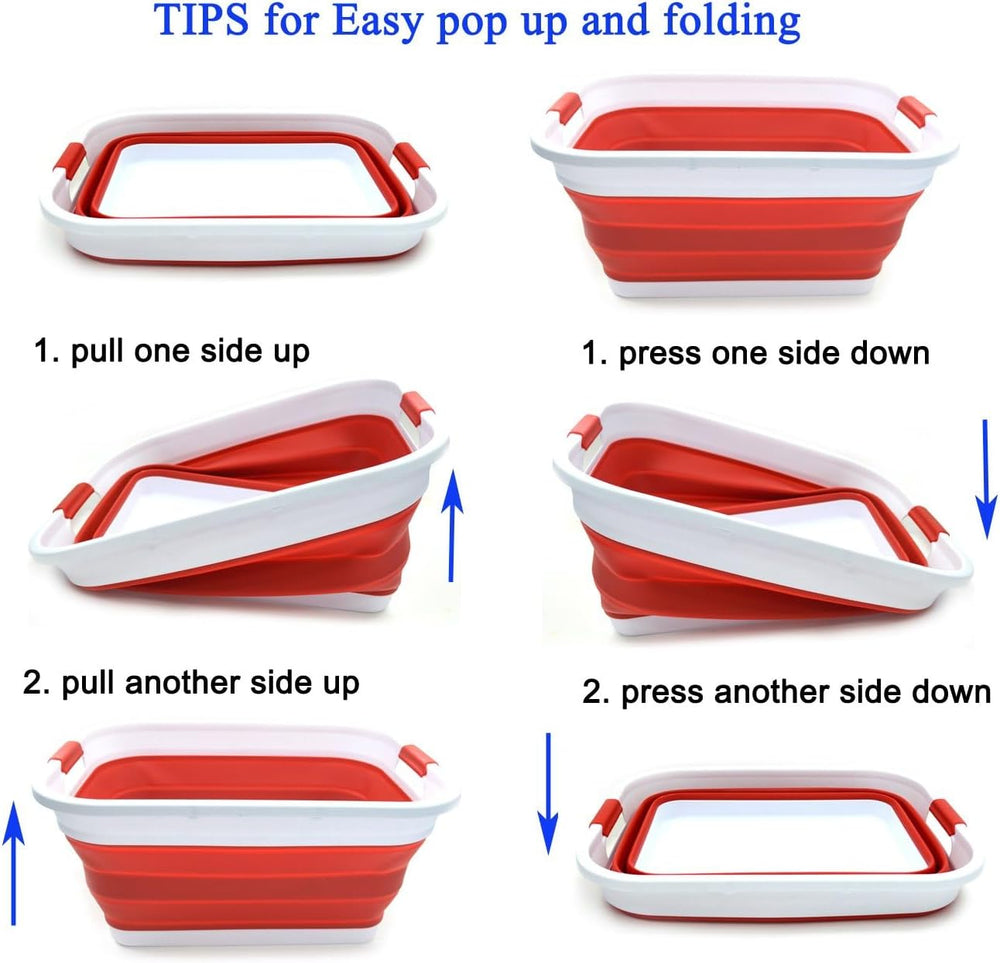 SAMMART Set of 2-41L(10.8 gallon) Collapsible Plastic Laundry Basket-Pop Up S...