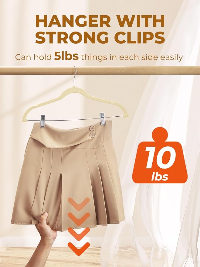 HOUSE DAY Velvet Skirt Hangers 36 Pack, Space Saving Slim Shorts Hanger