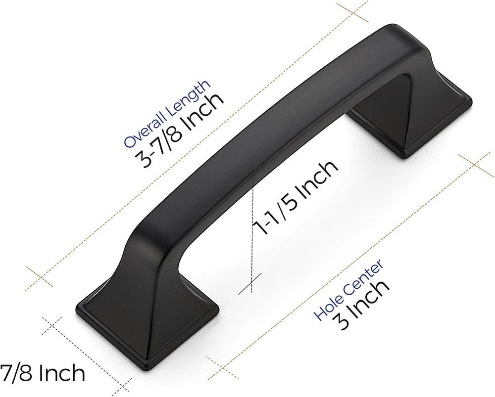 Ravinte Matte Black Square Foot Arch Cabinet Pulls 3 Inch 30 Pack