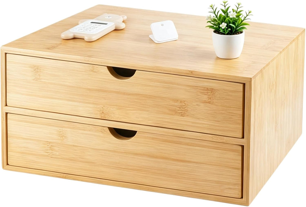 Charmewooden Bamboo Desk Organizer with Drawers, Countertop Organizer with Dr...