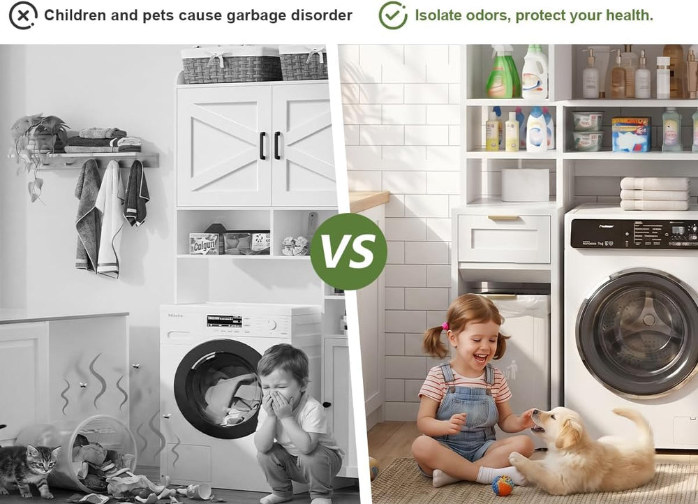 Over the Toilet Storage Cabinet with Hidden Odor-Proof Trash Can&Toilet P...