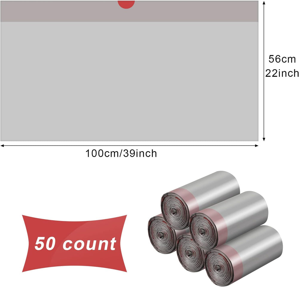 Tinlade 50 Count Jumbo Cat Litter Box Liners,39 x 22 Inch,Gray, Red