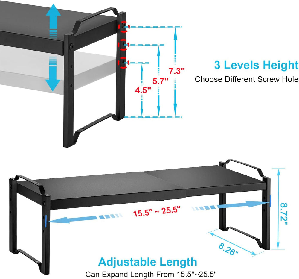X-cosrack 25.5 Inches 3 Pack Expandable Cabinet Shelves, Stackable Shelf Orga...