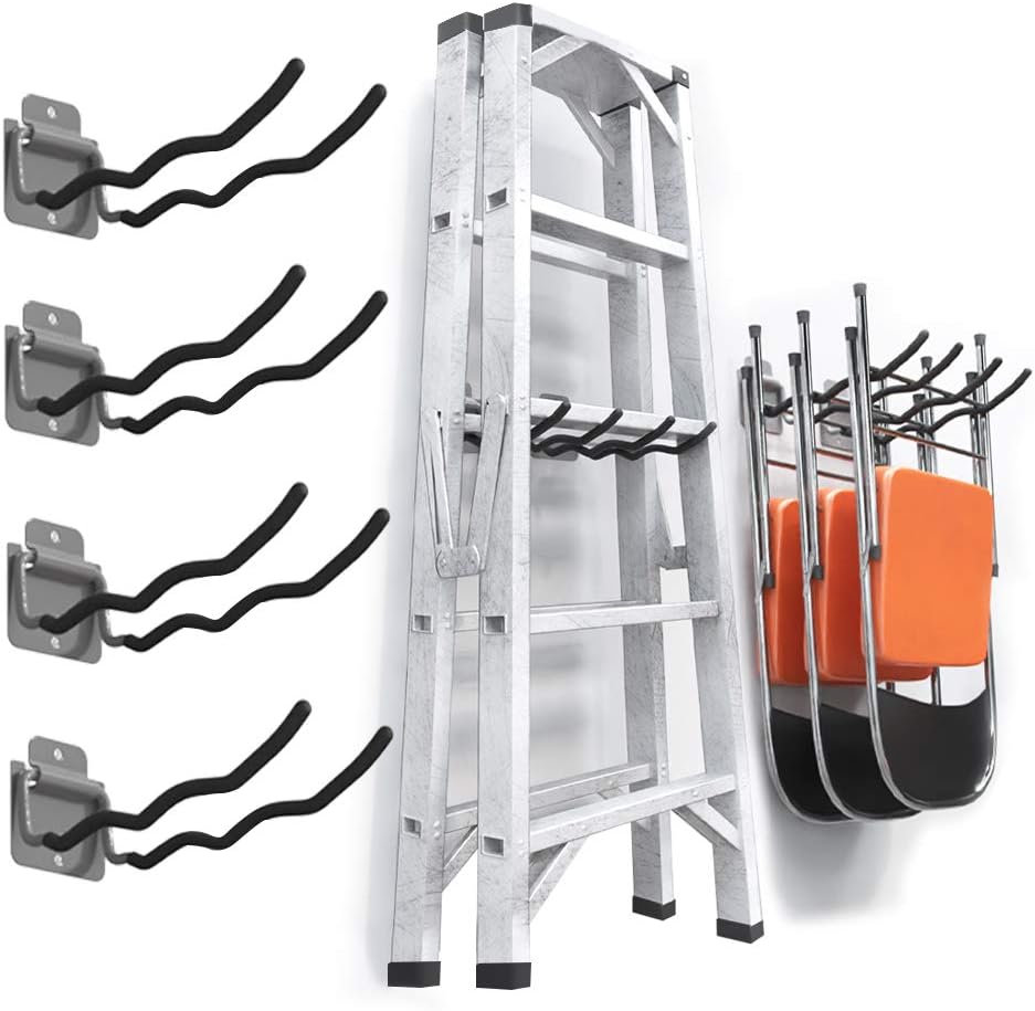 TORACK Garage Tool Organizer Hooks, 4-Pack Heavy-Duty 12" Steel Wave Hooks