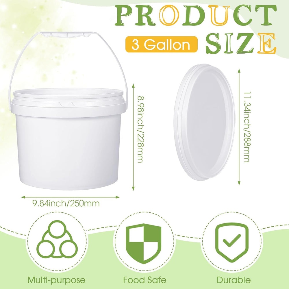 Leinuosen Plastic Bucket with Handle and Lid Durable Heavy Duty Food Safe Buc...