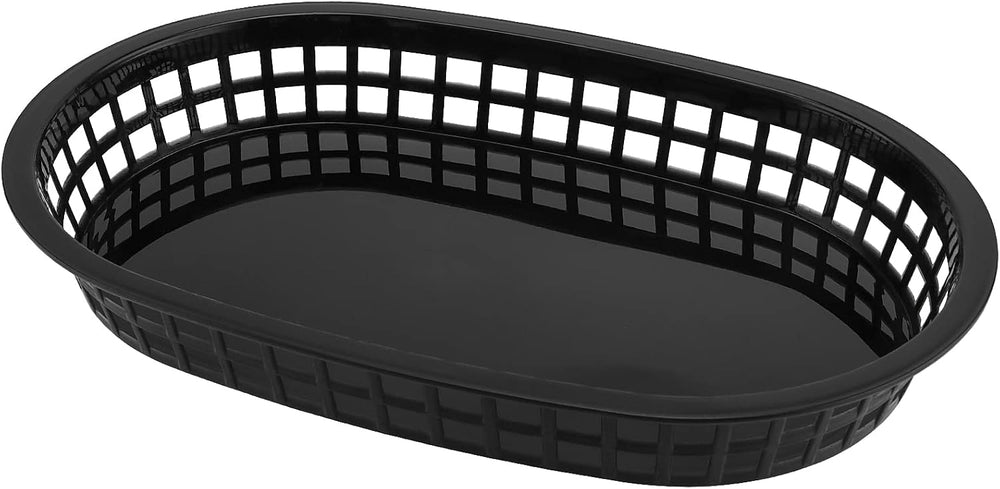 MANCHAP 50 Pack 10.6 x 7 Inches Plastic Fast Food Serving Baskets, Oval Plast...