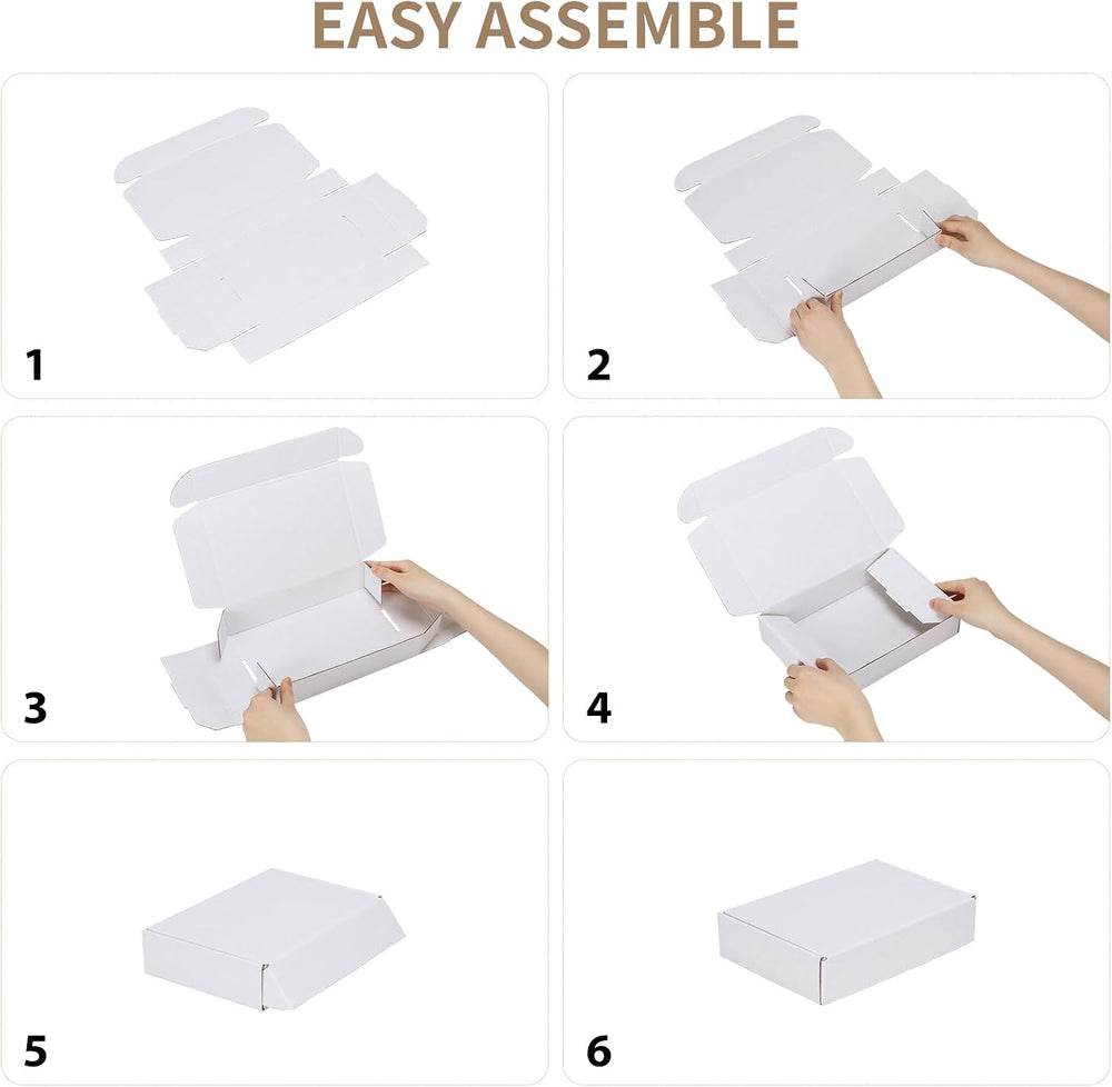 RLAVBL 9x6x2 Shipping Boxes Set of 50, White Corrugated Cardboard Box for Pac...