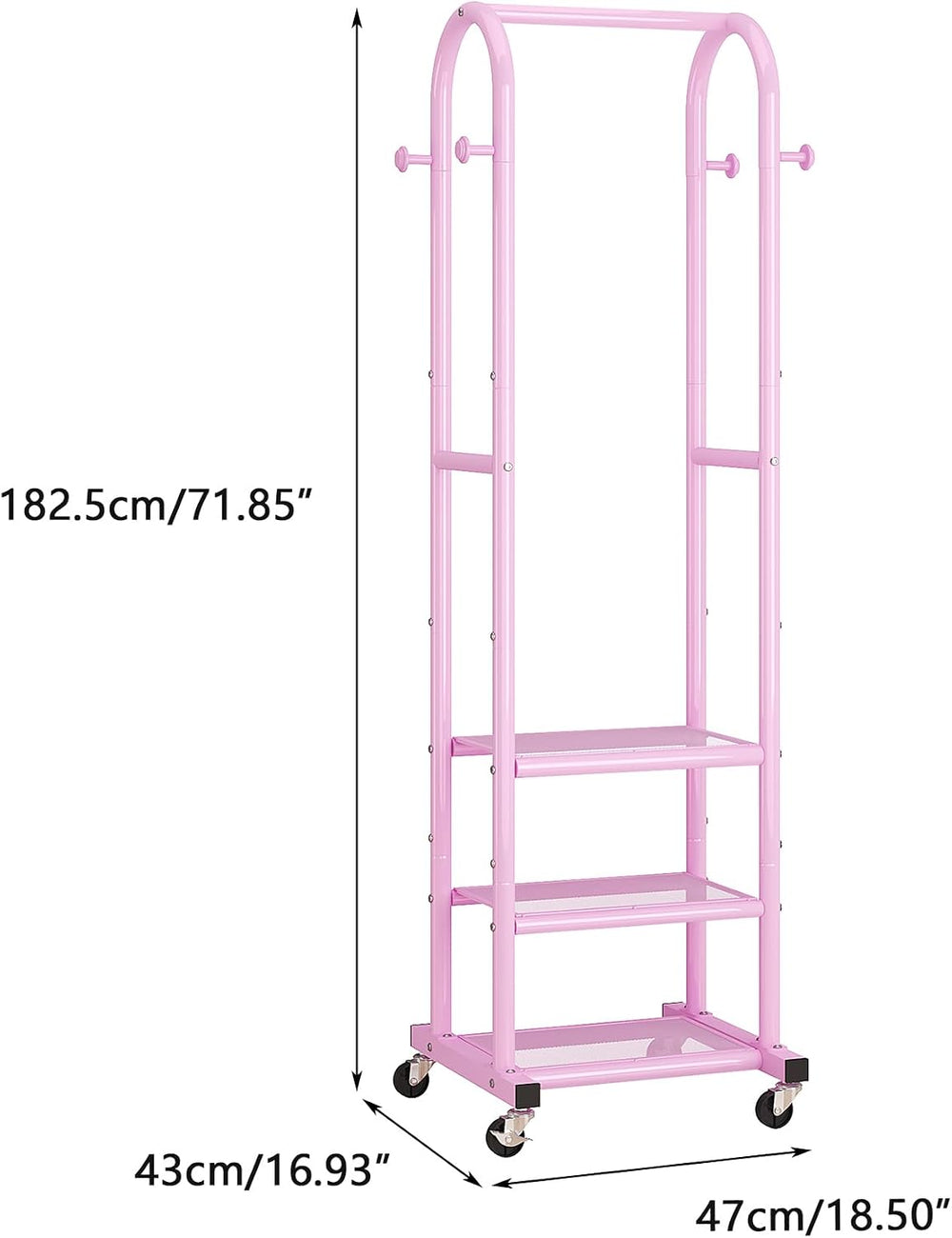 Dttwacoyh Clothing Rack with Wheels,Narrow Metal Garment Rack,Pink