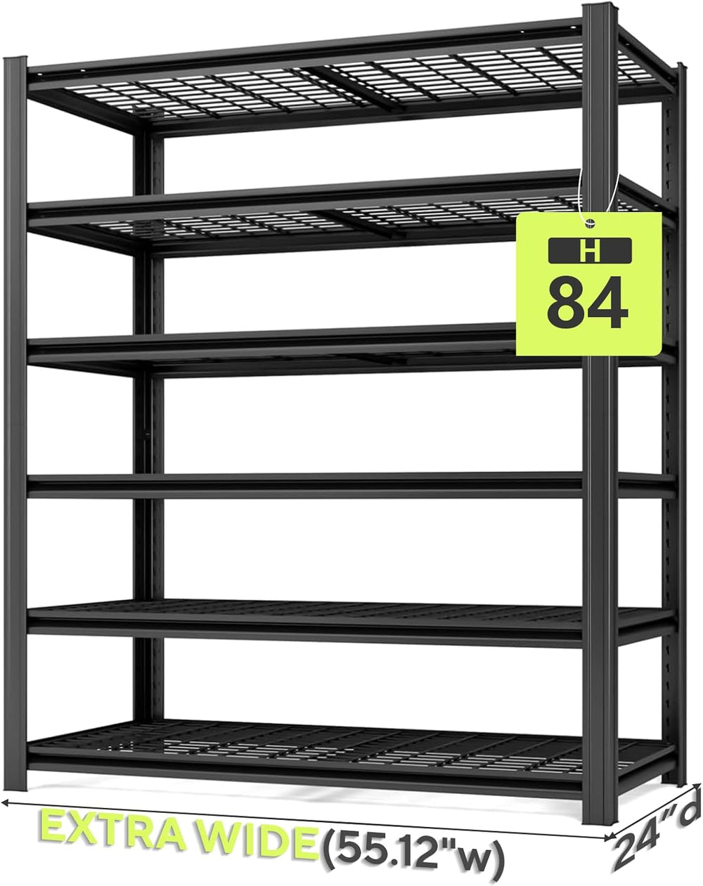 Extra Large/Big 55.12"W Father&I Industrial 6-Heavy-Dudy-Shelf-Rack ...