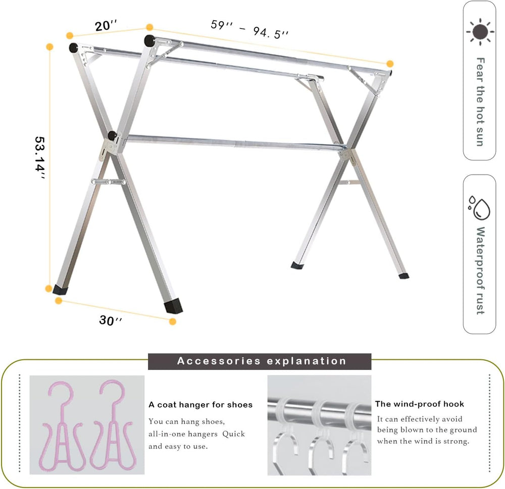 AIODE Clothes Racks for Hanging,94.5 inch for Stainless Steel Adjustable and ...
