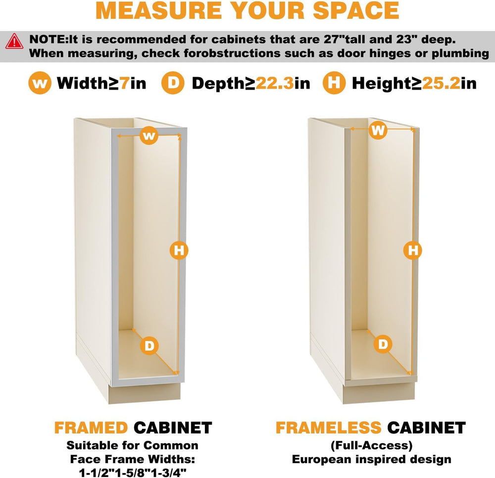 Pull Out Spice Rack Organizer for Cabinet, 5" W x 22.3" D x 25.2&qu...