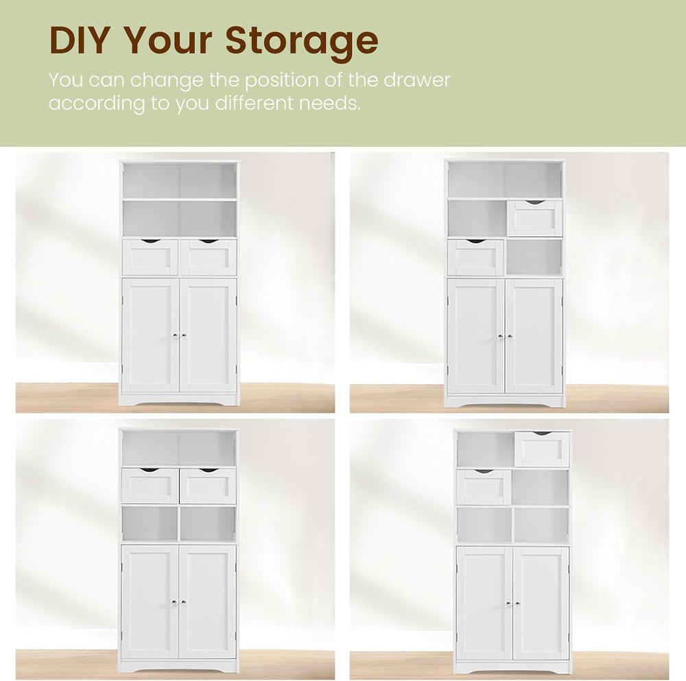 Iwell Tall Bathroom Cabinet, Storage Cabinet with Adjustable Shelves, Bathroo...