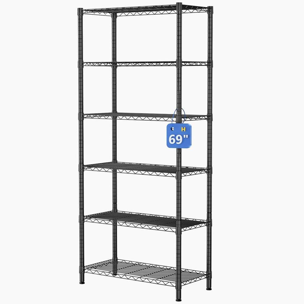 6Tier Adjustable Storage Shelves Metal Wire Shelving Standing Shelf