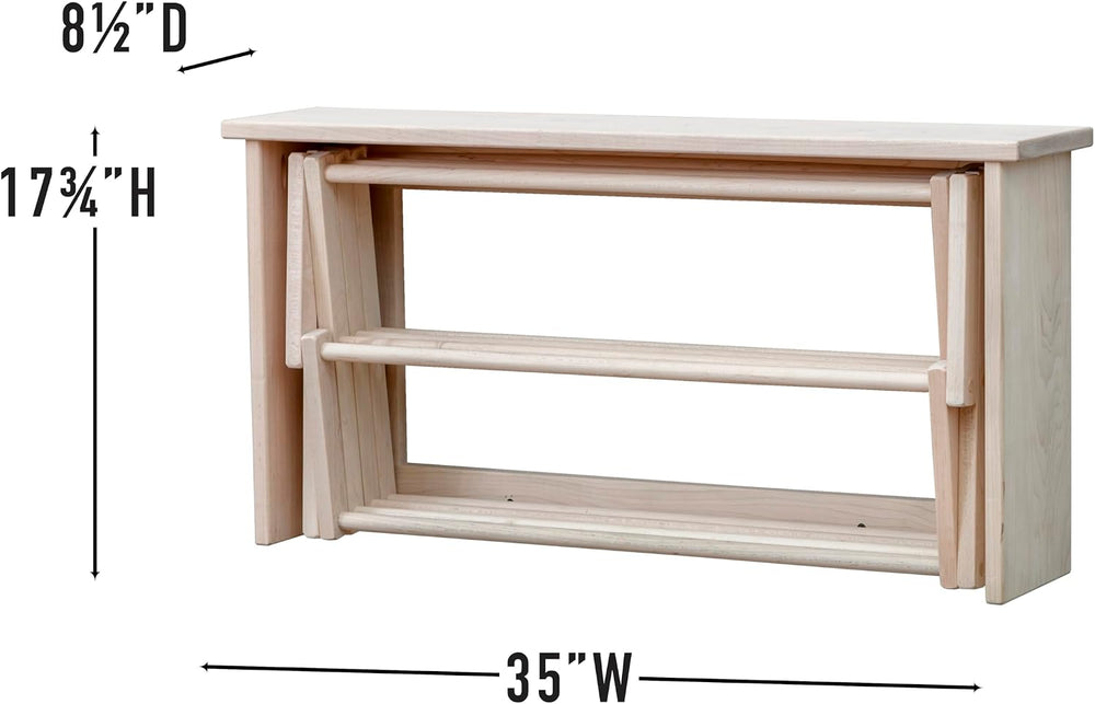 Extra Large Wall Clothes Drying Rack ~ Heavy Duty Solid Maple Hardwood, Foldi...