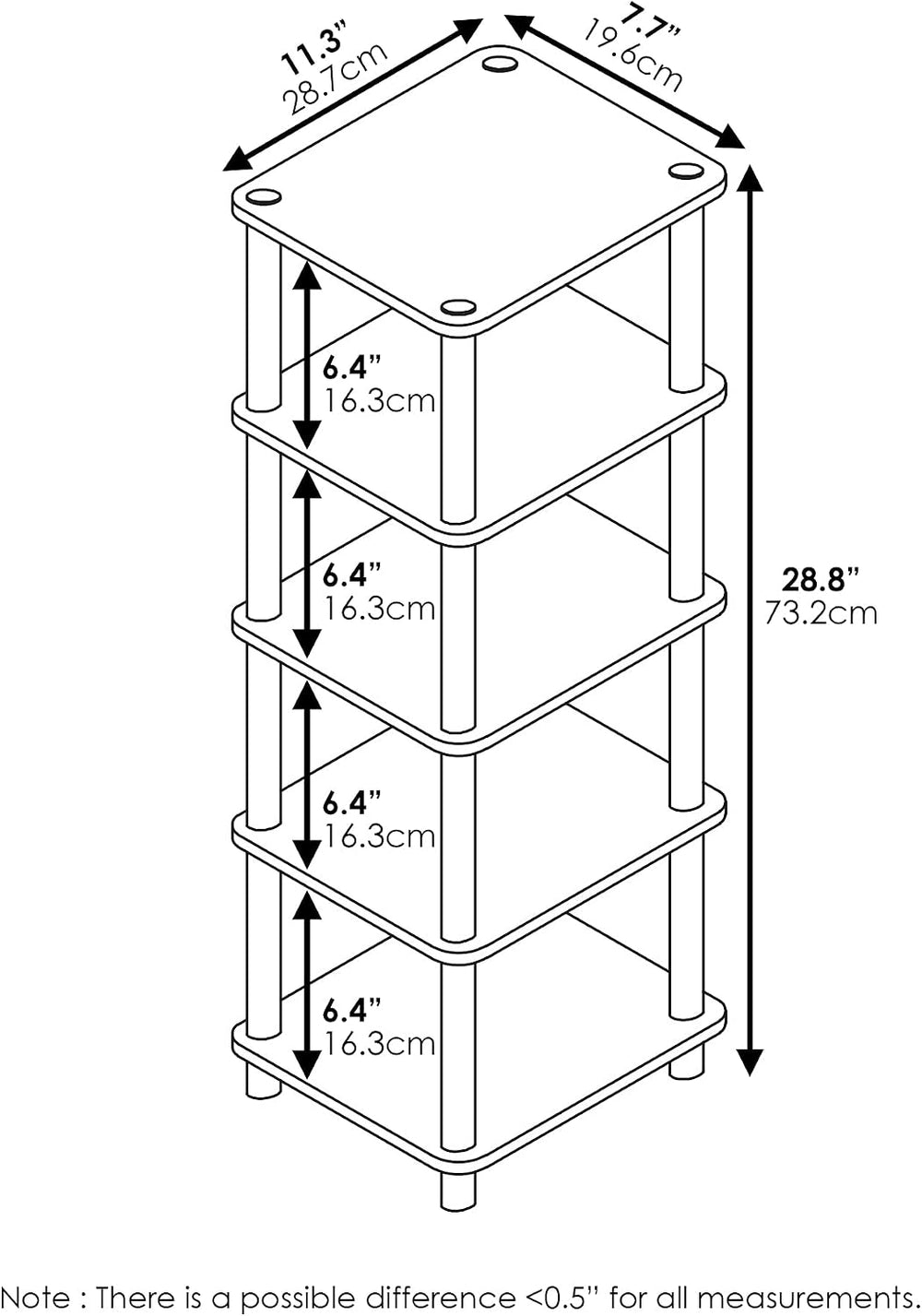 Furinno Turn-N-Tube Toolless 4-Tier Storage Shelves, Espresso