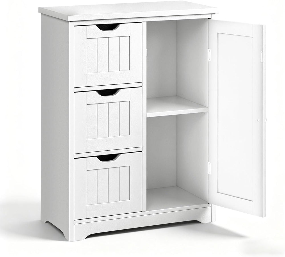 SUPER DEAL Bathroom Storage Cabinet with 3 Drawers and 1 Door, Entryway Home ...