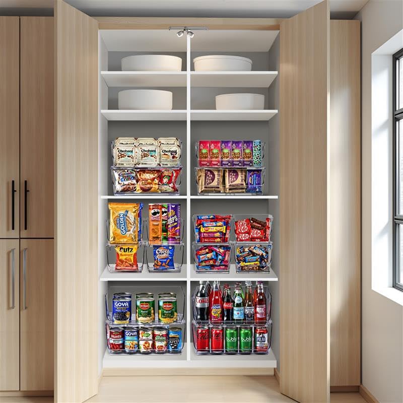 Sorbus Clear Pantry Organizer with Stackable Storage Bins, Open Front